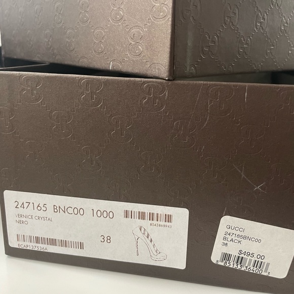 Vintage Gucci Patent Leather Pumps Black Vernice Crystal Nero - Size 9 Authentic - Picture 6 of 16